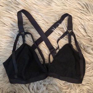 Black cross front bralette